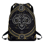 Vintage Aries Zodiac Sign Print Drawstring Backpack