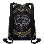Vintage Aries Zodiac Sign Print Drawstring Backpack