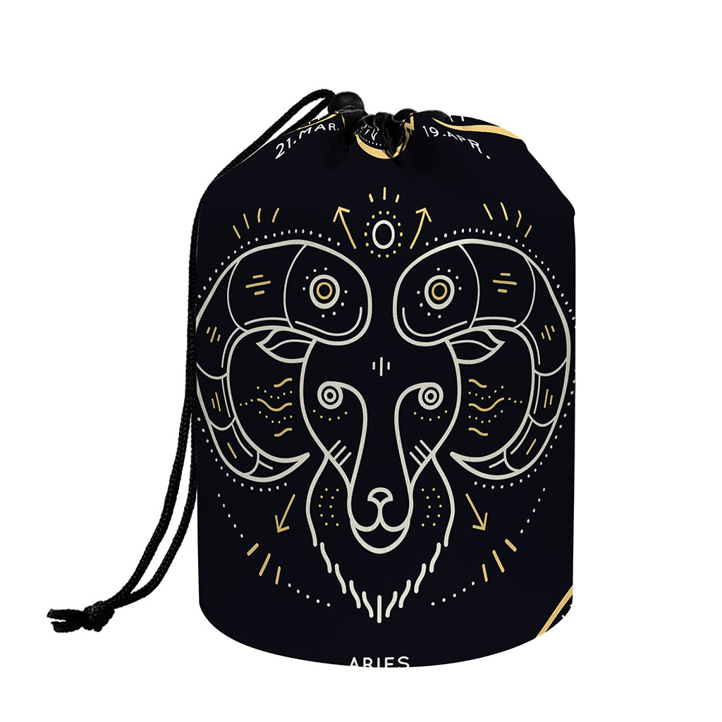 Vintage Aries Zodiac Sign Print Drawstring Makeup Bag
