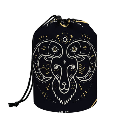 Vintage Aries Zodiac Sign Print Drawstring Makeup Bag