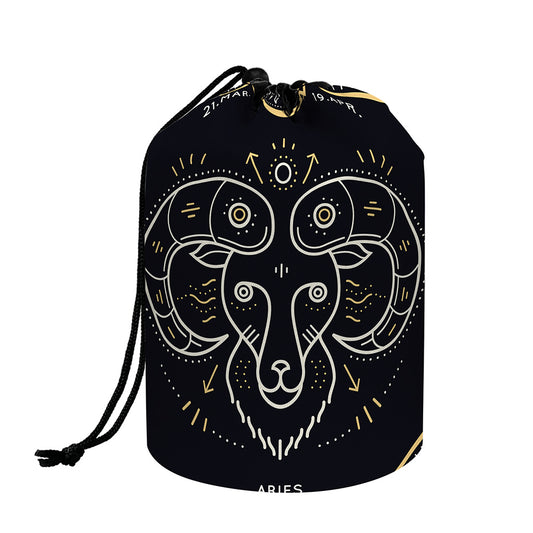 Vintage Aries Zodiac Sign Print Drawstring Makeup Bag
