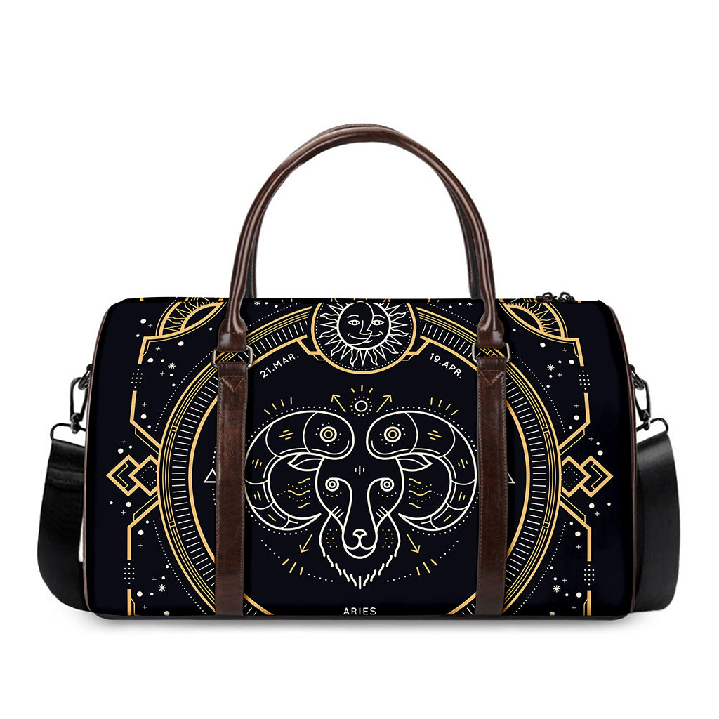 Vintage Aries Zodiac Sign Print Duffle Bag
