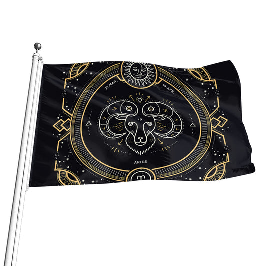 Vintage Aries Zodiac Sign Print Flag