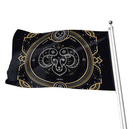 Vintage Aries Zodiac Sign Print Flag
