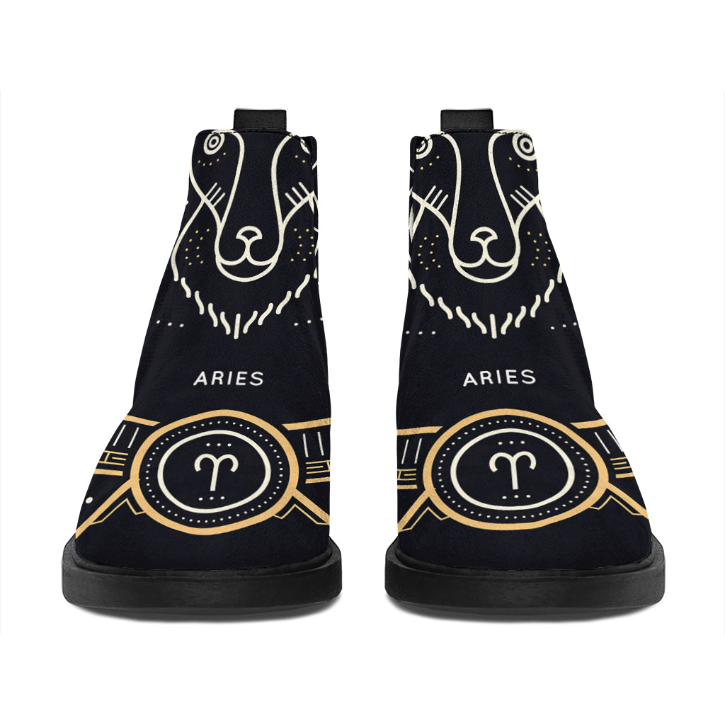 Vintage Aries Zodiac Sign Print Flat Ankle Boots
