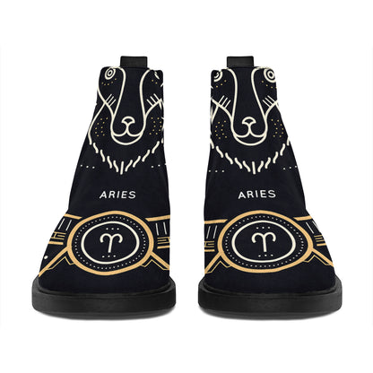 Vintage Aries Zodiac Sign Print Flat Ankle Boots