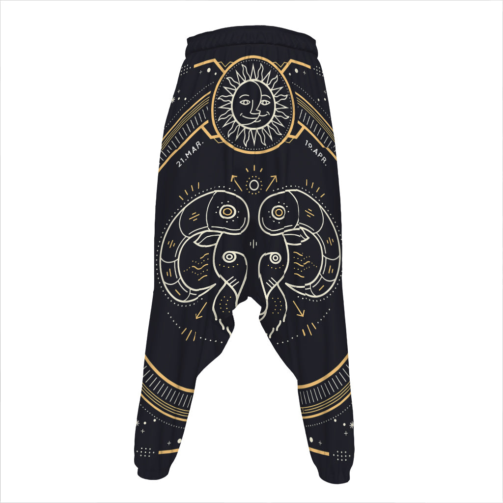 Vintage Aries Zodiac Sign Print Hammer Pants