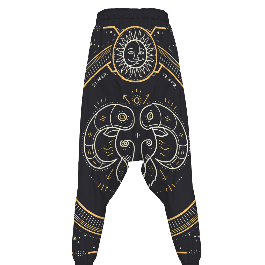 Vintage Aries Zodiac Sign Print Hammer Pants