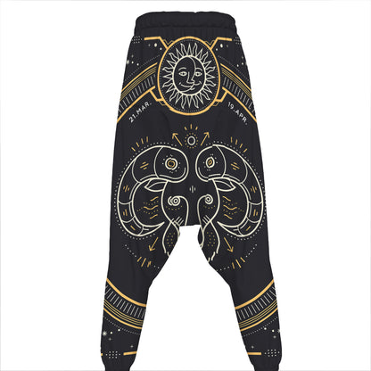 Vintage Aries Zodiac Sign Print Hammer Pants