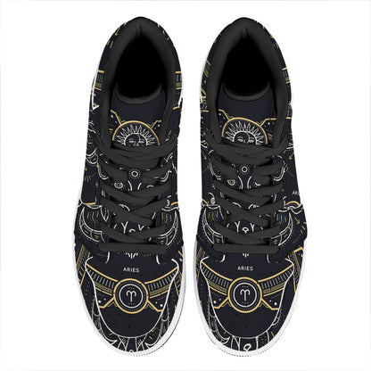 Vintage Aries Zodiac Sign Print High Top Leather Sneakers
