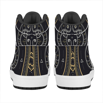 Vintage Aries Zodiac Sign Print High Top Leather Sneakers
