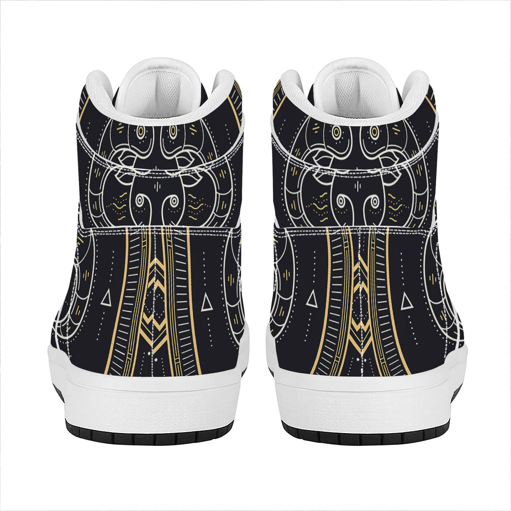 Vintage Aries Zodiac Sign Print High Top Leather Sneakers