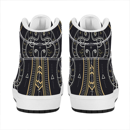 Vintage Aries Zodiac Sign Print High Top Leather Sneakers