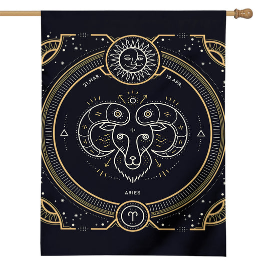 Vintage Aries Zodiac Sign Print House Flag