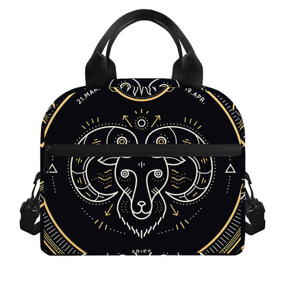 Vintage Aries Zodiac Sign Print Insulated Lunch Bag