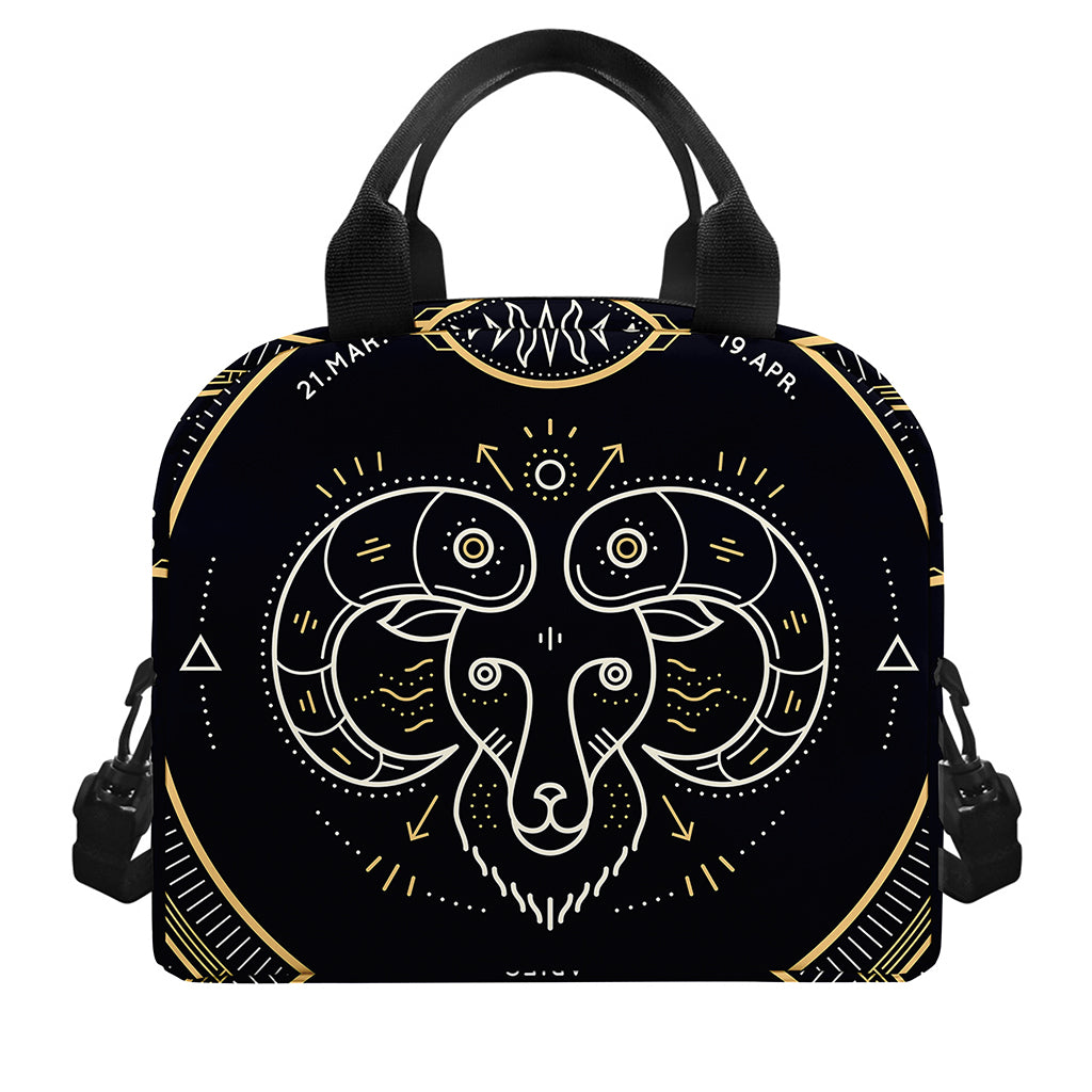 Vintage Aries Zodiac Sign Print Insulated Lunch Bag