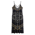 Vintage Aries Zodiac Sign Print Jersey Midi Cami Dress