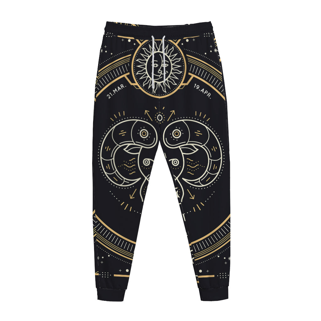Vintage Aries Zodiac Sign Print Jogger Pants