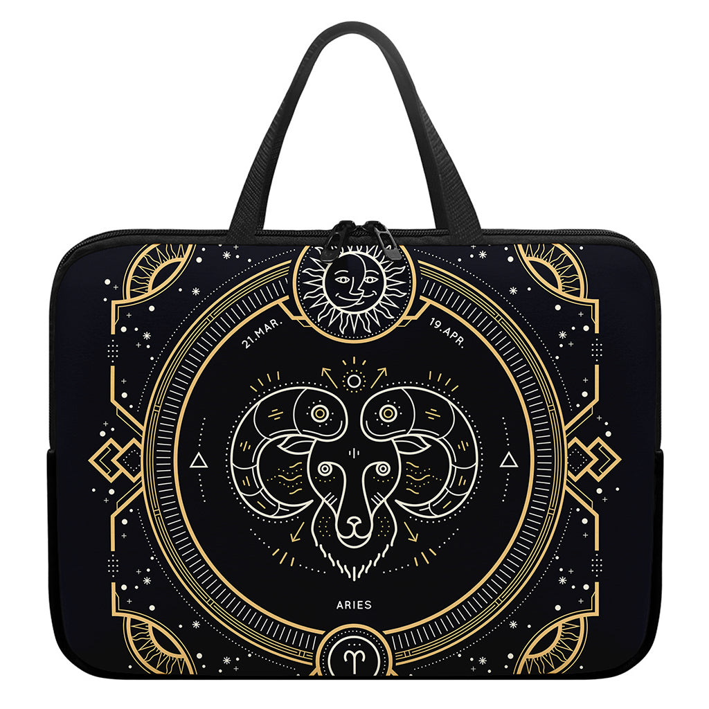 Vintage Aries Zodiac Sign Print Laptop Sleeve With Handle
