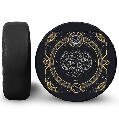 Vintage Aries Zodiac Sign Print Leather Spare Tire Cover