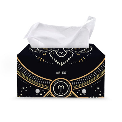 Vintage Aries Zodiac Sign Print Leather Tissue Box Cover