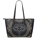 Vintage Aries Zodiac Sign Print Leather Tote Bag