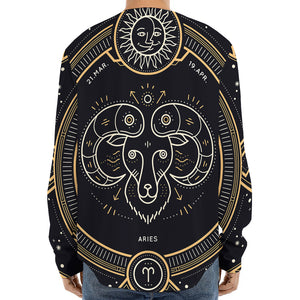 Vintage Aries Zodiac Sign Print Long Sleeve Baseball Jersey