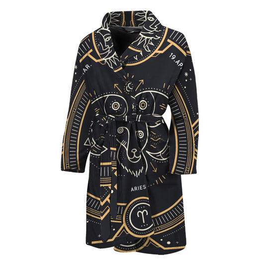 Vintage Aries Zodiac Sign Print Men's Bathrobe