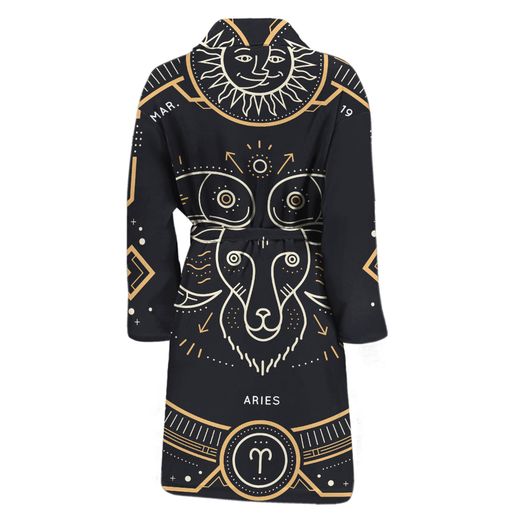 Vintage Aries Zodiac Sign Print Men's Bathrobe