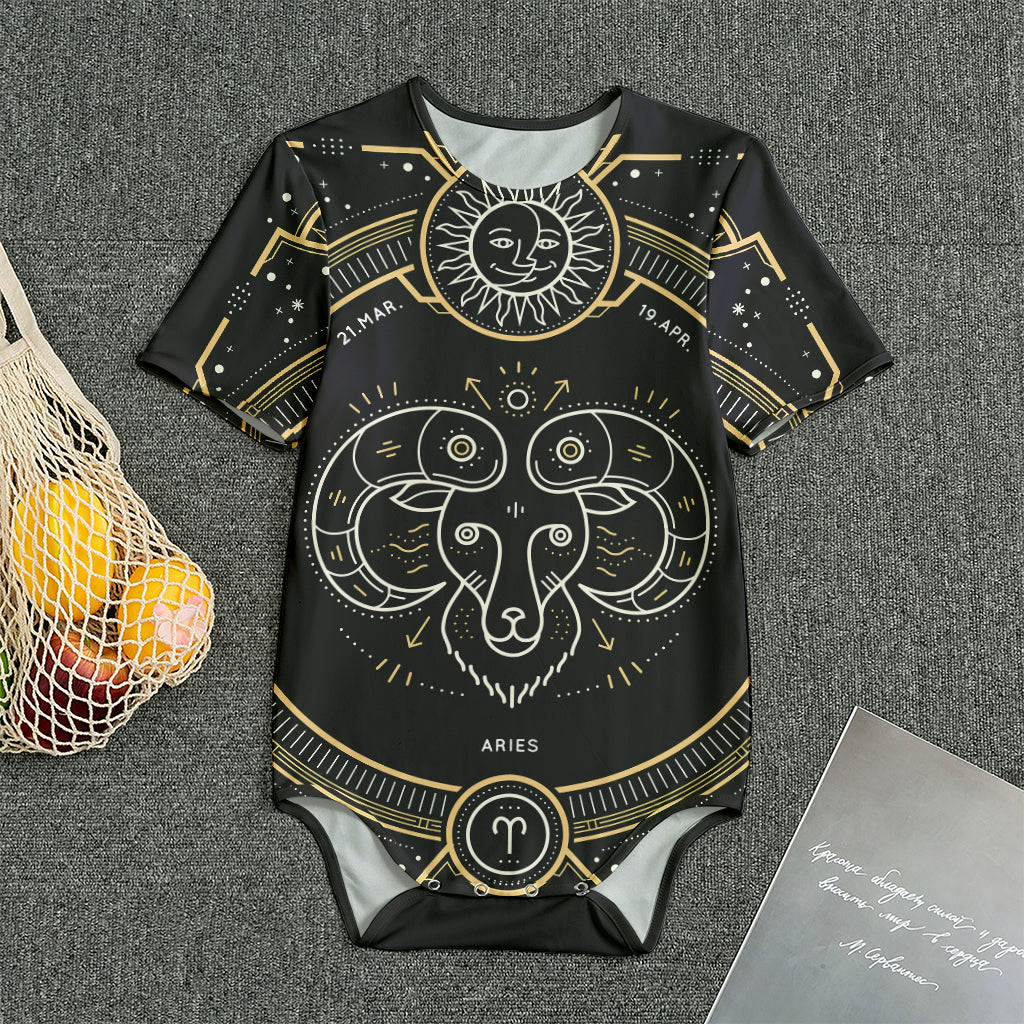 Vintage Aries Zodiac Sign Print Men's Bodysuit
