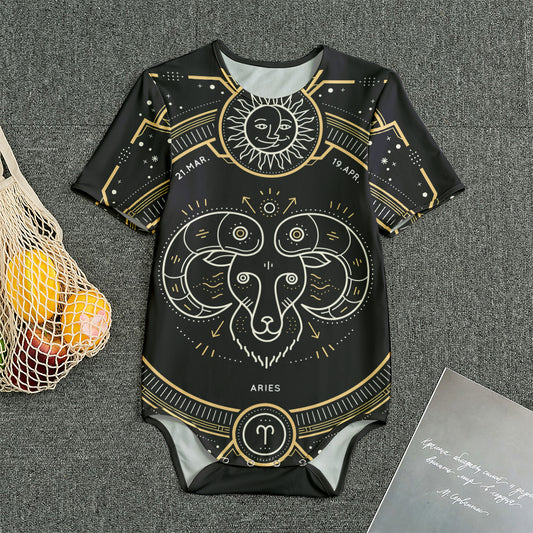 Vintage Aries Zodiac Sign Print Men's Bodysuit