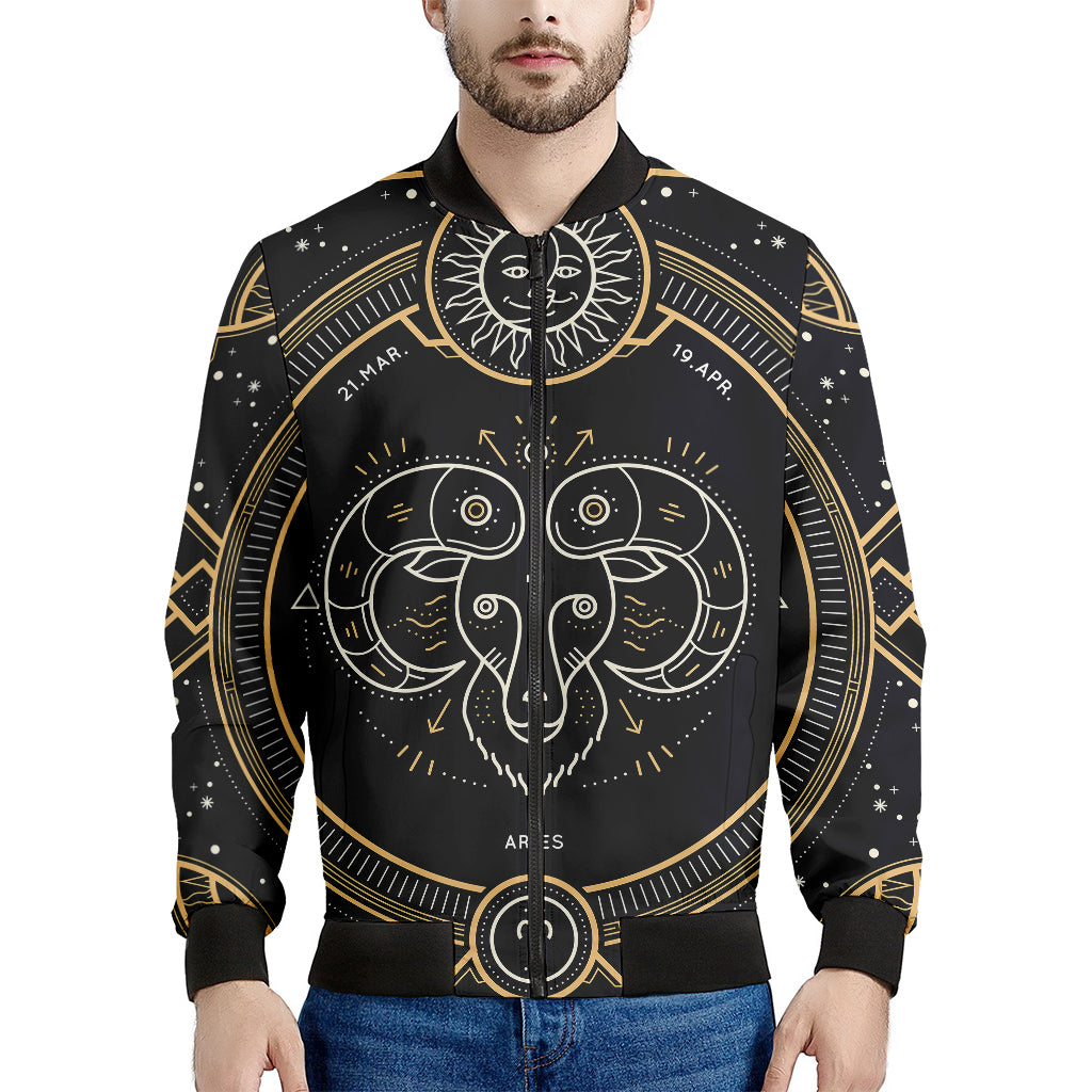 Vintage Aries Zodiac Sign Print Men's Bomber Jacket