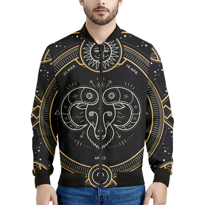 Vintage Aries Zodiac Sign Print Men's Bomber Jacket