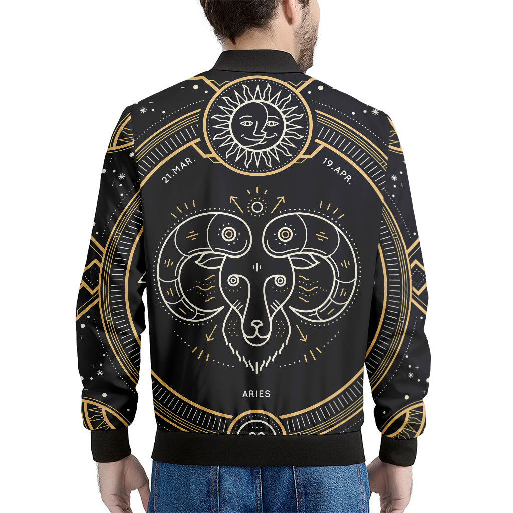 Vintage Aries Zodiac Sign Print Men's Bomber Jacket