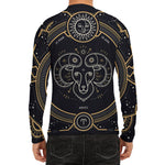 Vintage Aries Zodiac Sign Print Men's Long Sleeve Rash Guard