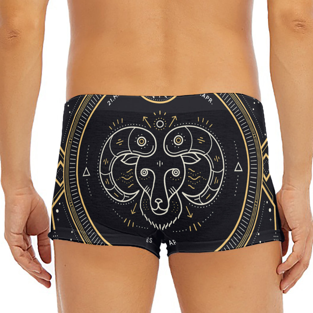 Vintage Aries Zodiac Sign Print Men's Short Boxer Briefs