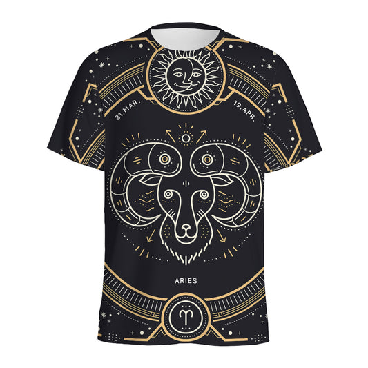 Vintage Aries Zodiac Sign Print Men's Sports T-Shirt