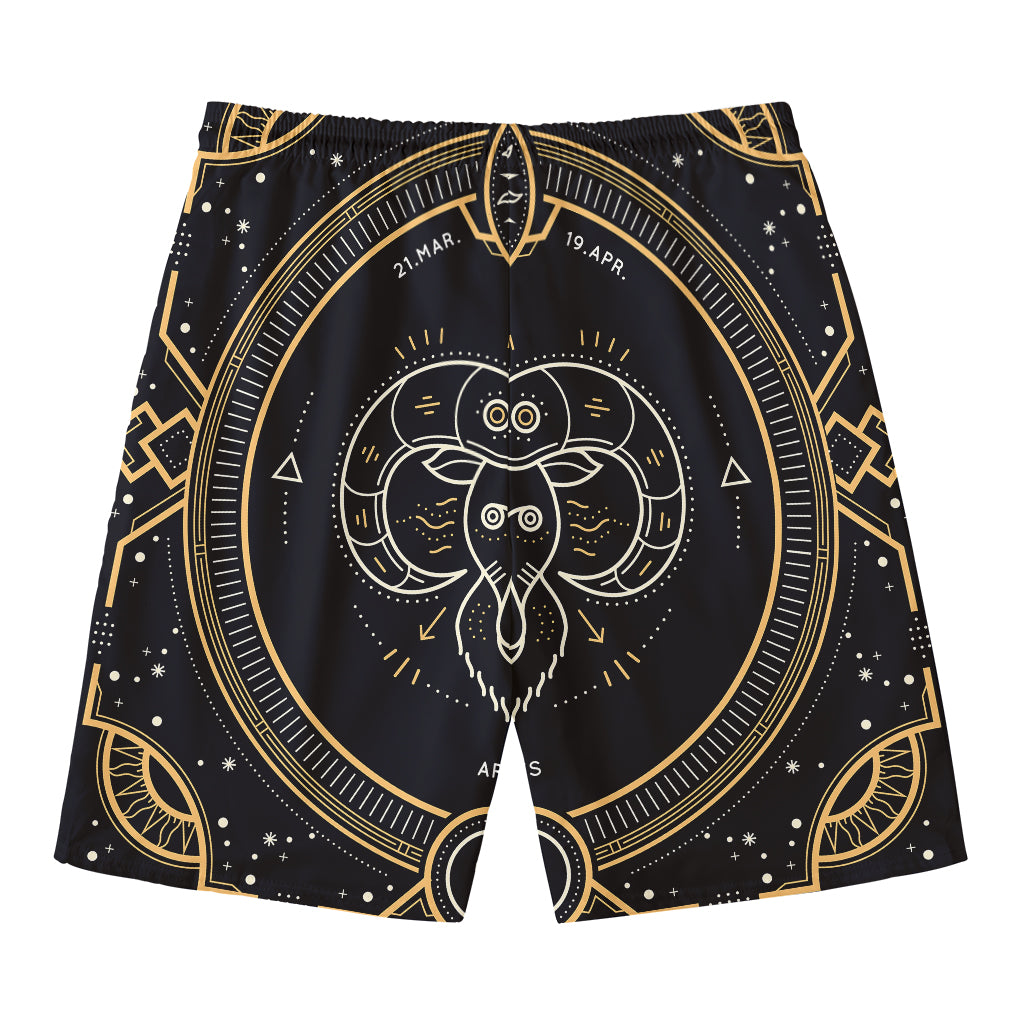 Vintage Aries Zodiac Sign Print Men's Swim Trunks