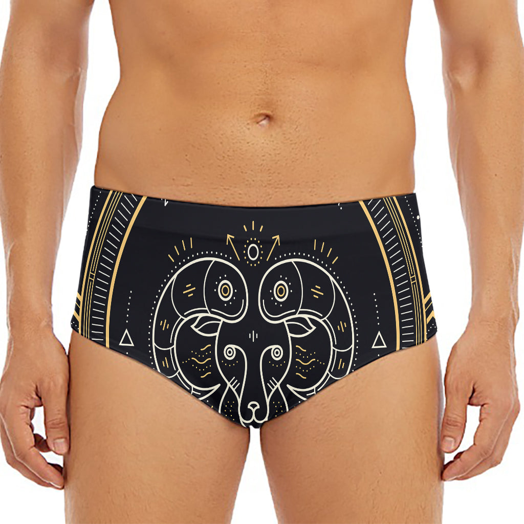 Vintage Aries Zodiac Sign Print Men's Triangle Swim Briefs