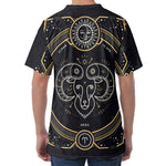 Vintage Aries Zodiac Sign Print Men's Velvet T-Shirt