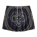 Vintage Aries Zodiac Sign Print Mesh Shorts