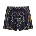 Vintage Aries Zodiac Sign Print Mesh Shorts