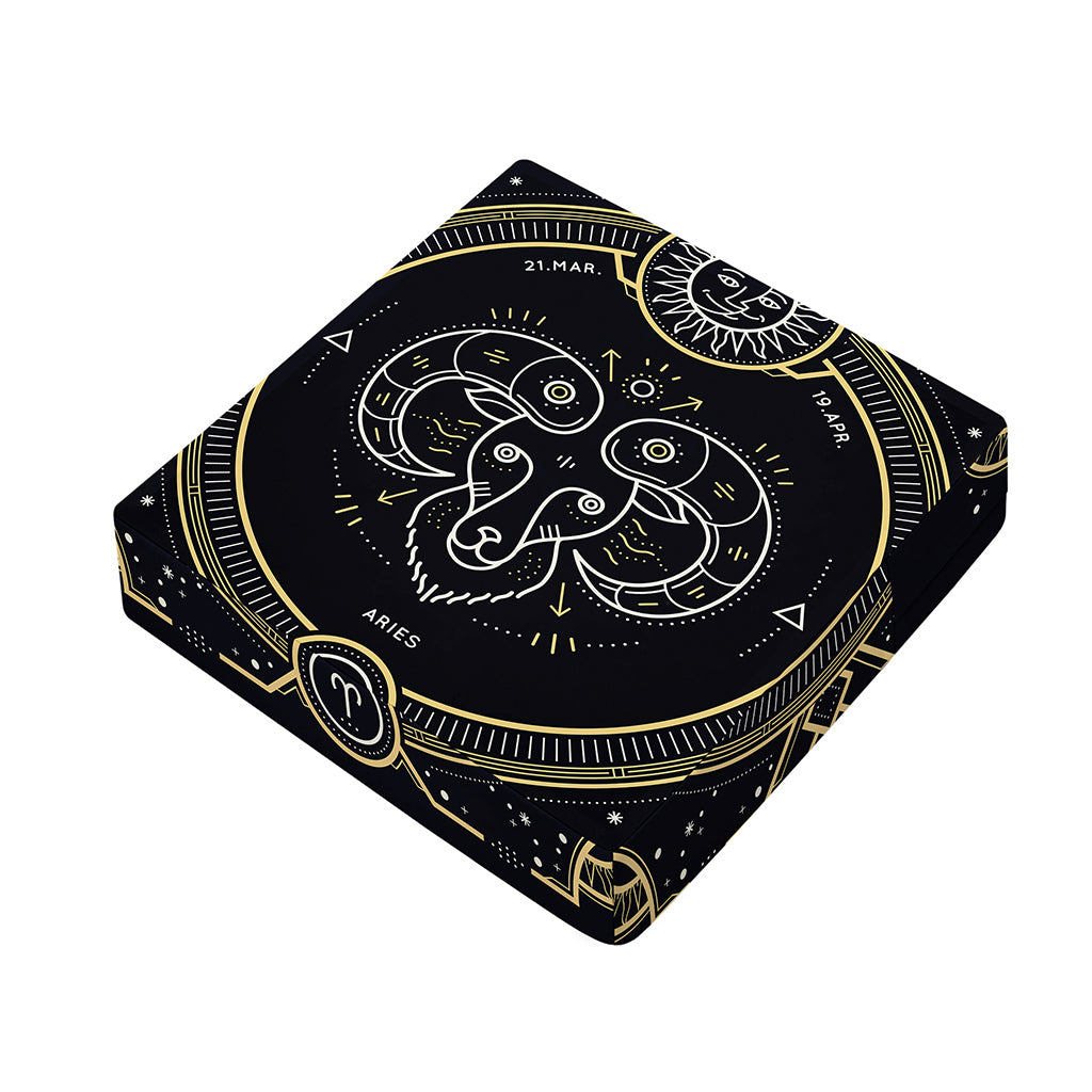 Vintage Aries Zodiac Sign Print Outdoor Seat Cushion Cover