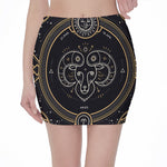 Vintage Aries Zodiac Sign Print Pencil Mini Skirt