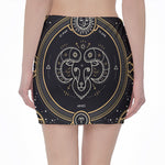 Vintage Aries Zodiac Sign Print Pencil Mini Skirt