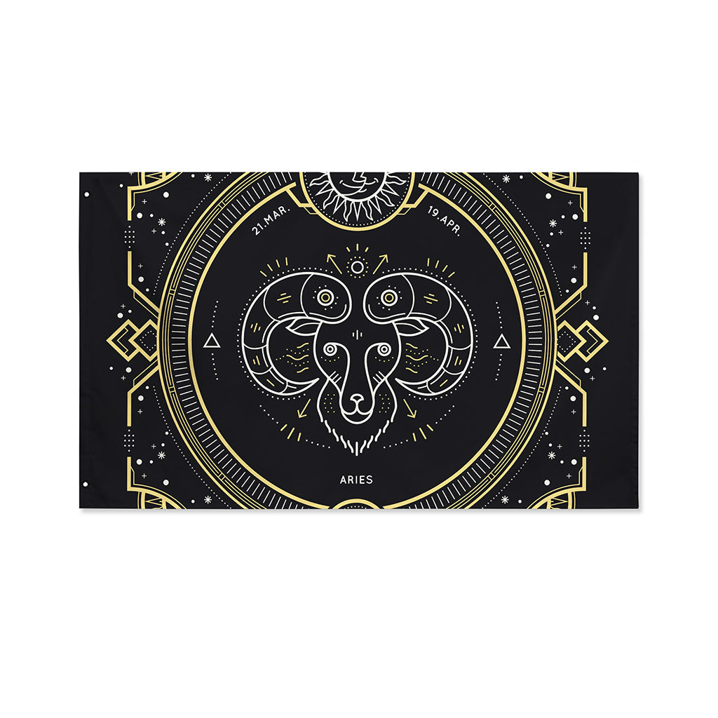 Vintage Aries Zodiac Sign Print Polyester Flag