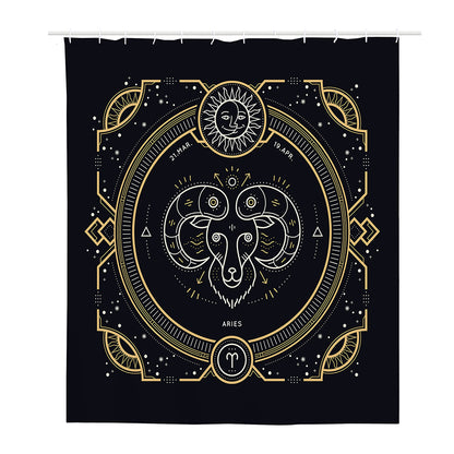 Vintage Aries Zodiac Sign Print Polyester Shower Curtain