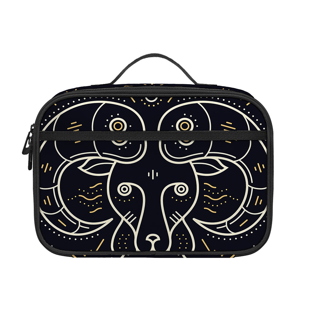 Vintage Aries Zodiac Sign Print Portable Lunch Bag