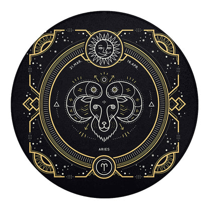 Vintage Aries Zodiac Sign Print Round Blanket