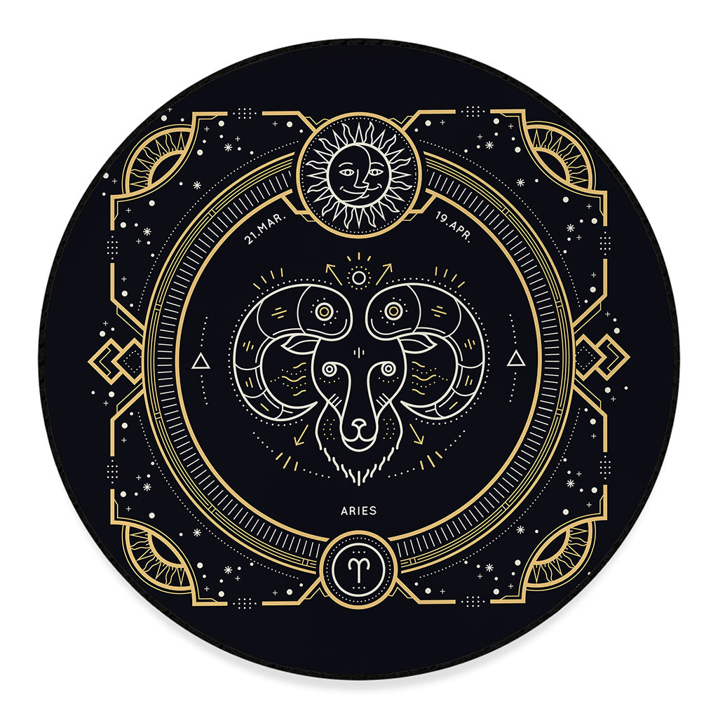 Vintage Aries Zodiac Sign Print Round Floor Mat